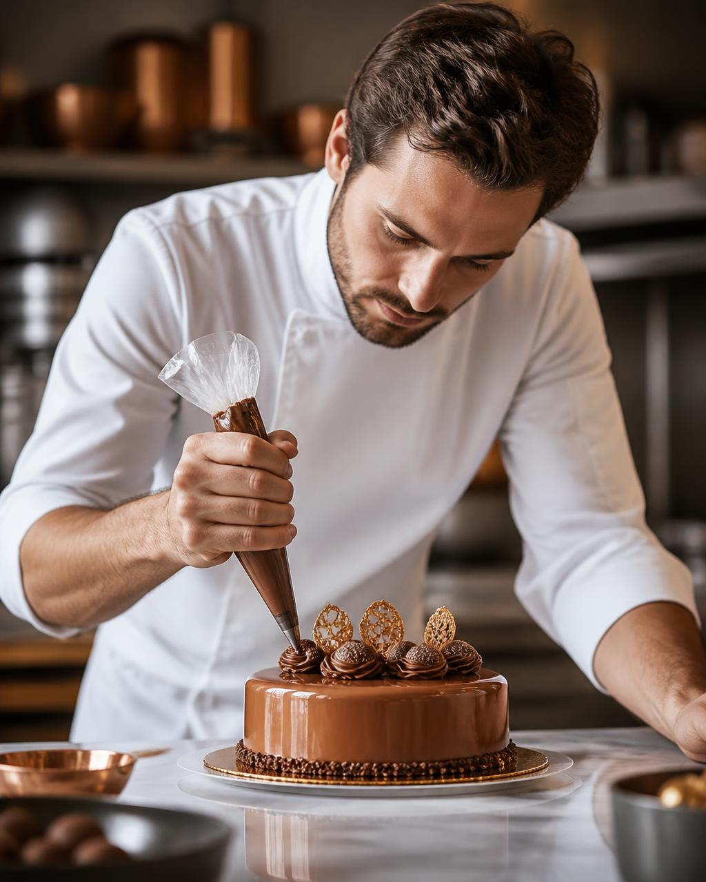 Chef pâtissier au travail dans un laboratoire